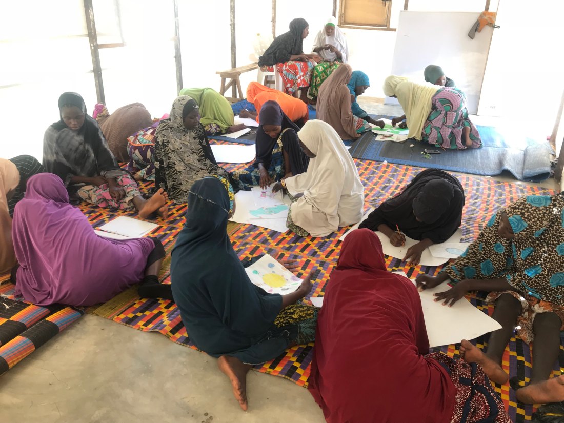 a cross section of a work space für the female group