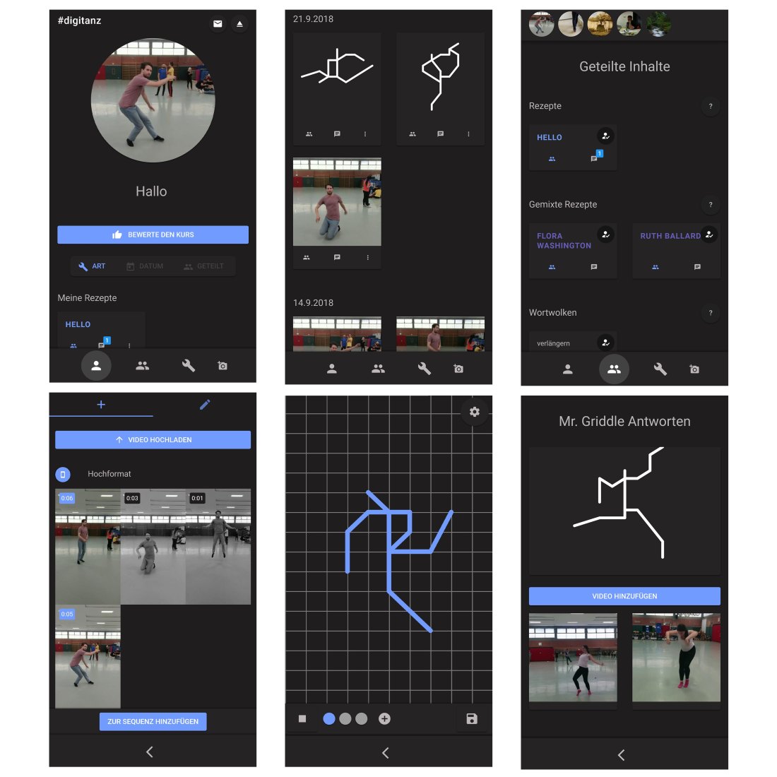 Screenshots der mobilen App