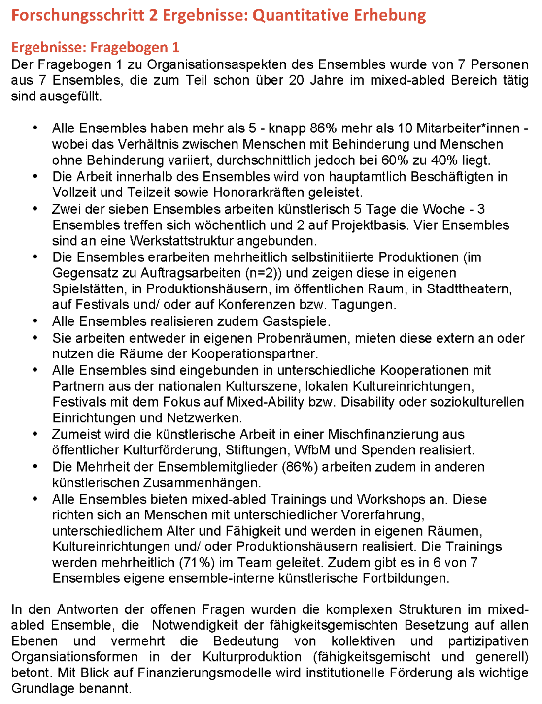 Ergebnisse Fragebogen 1
