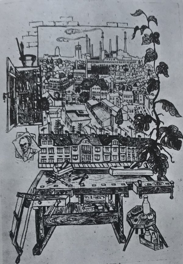 Abb. 1: Ernst Setzer: Mein Arbeitsplatz, 1974.